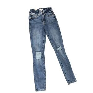 Good American Jeans 2 Blue Good Leg Skinny Cropped Distressed GLDV504T Indigo439